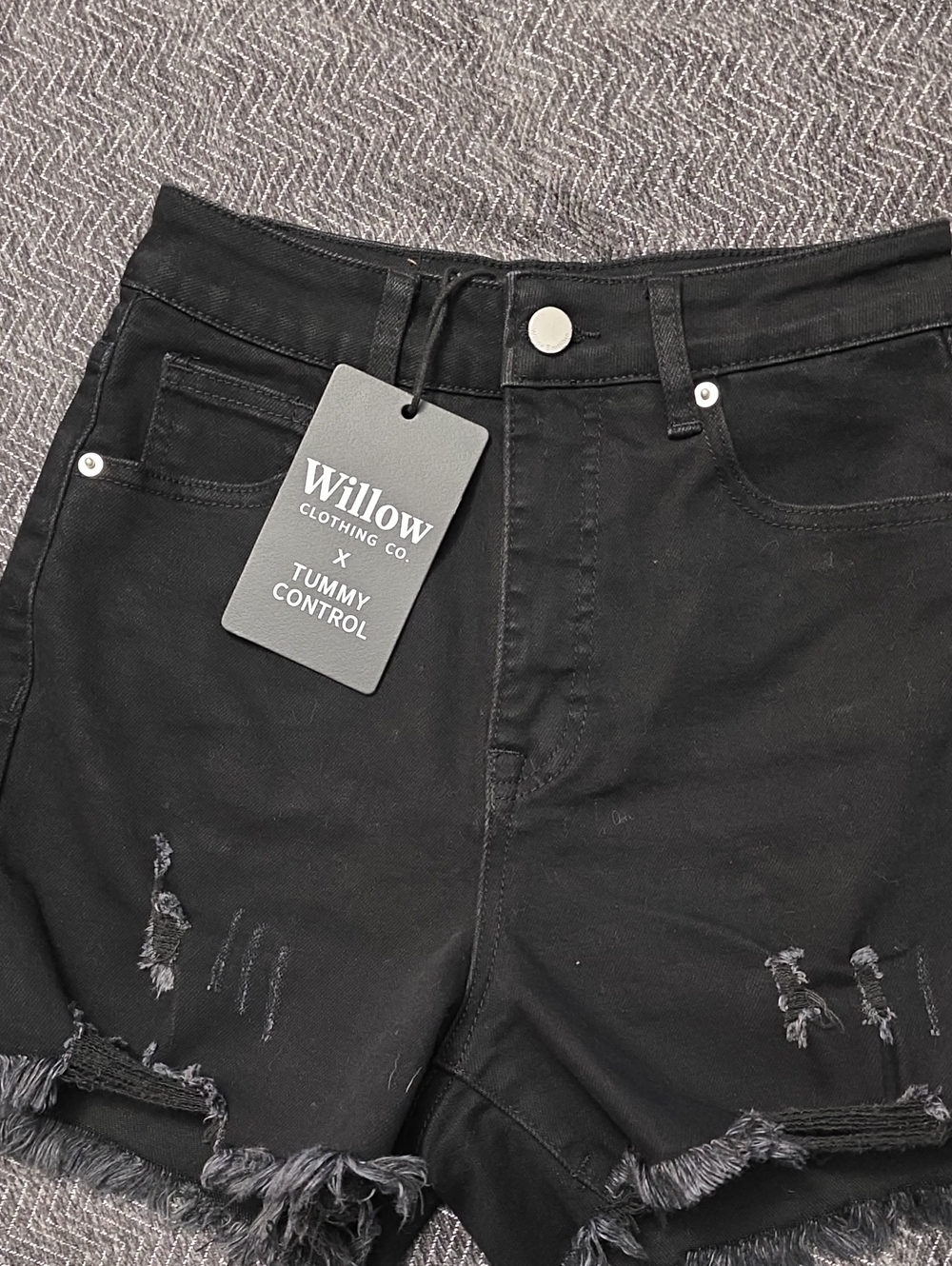 Willow Black Distressed High-Waist Denim Shorts. On The Go. NWT.